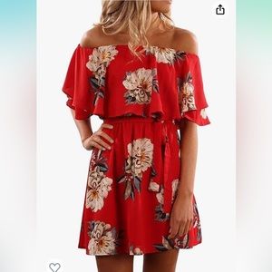 Summer Off Shoulder Strapless Floral Print Pleated Dress